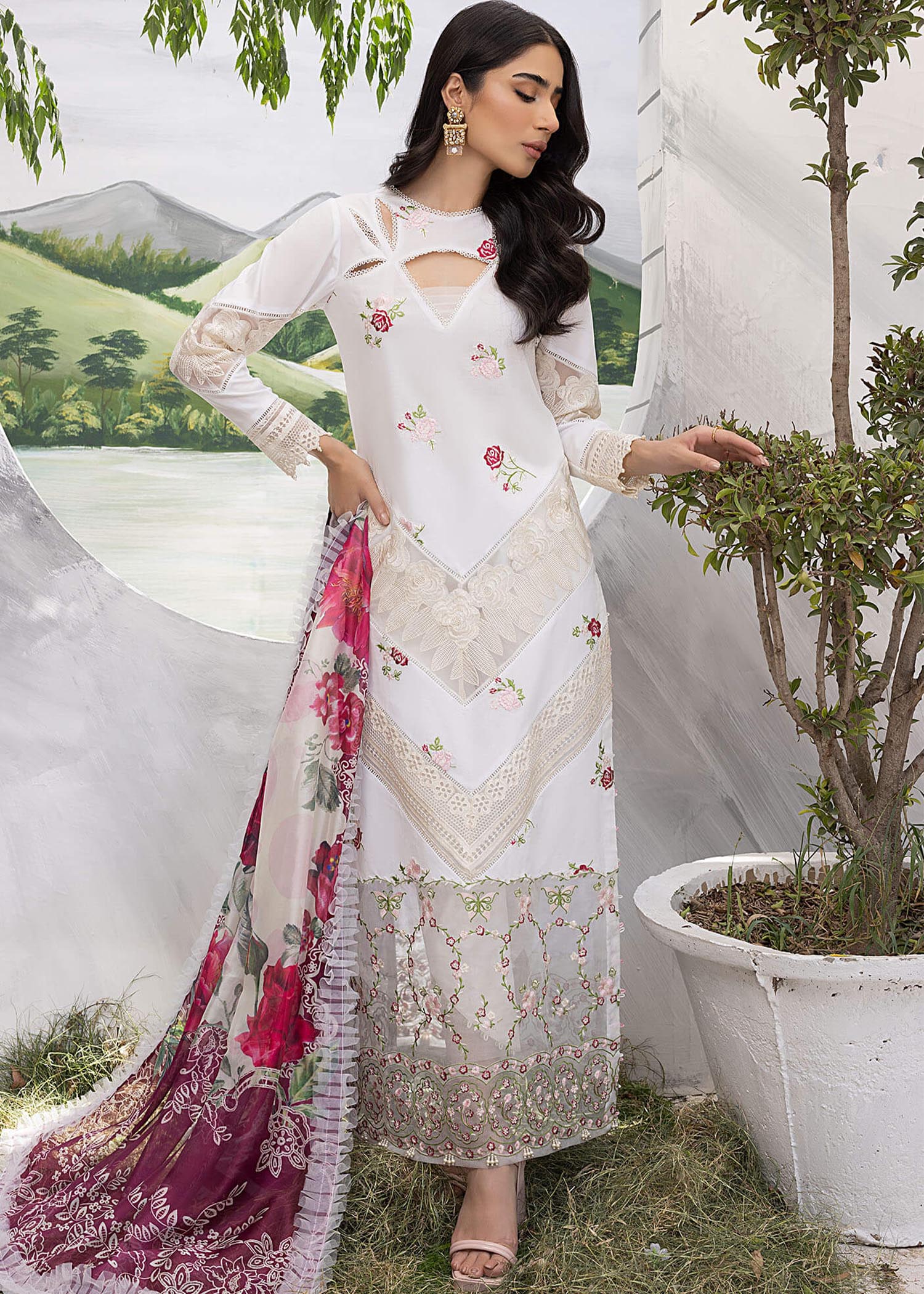 Asifa & Nabeel Aleyna Lawn Collection Vol-2 – WHITE LILY (ALV-02) - Image 2