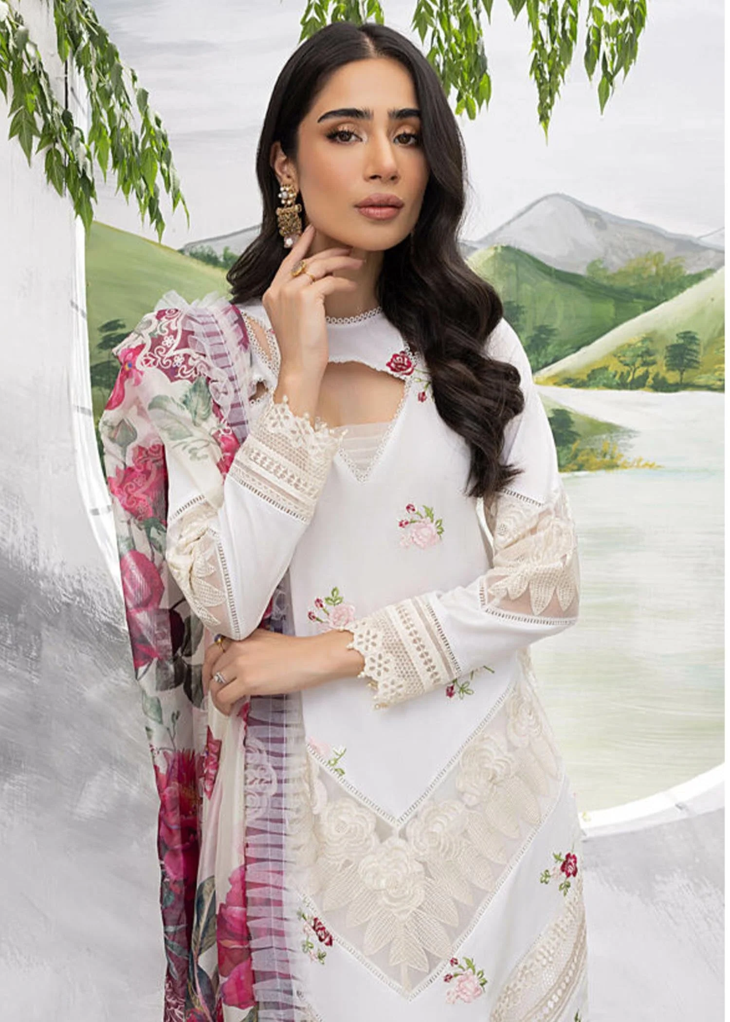Asifa & Nabeel Aleyna Lawn Collection Vol-2 – WHITE LILY (ALV-02) - Image 3