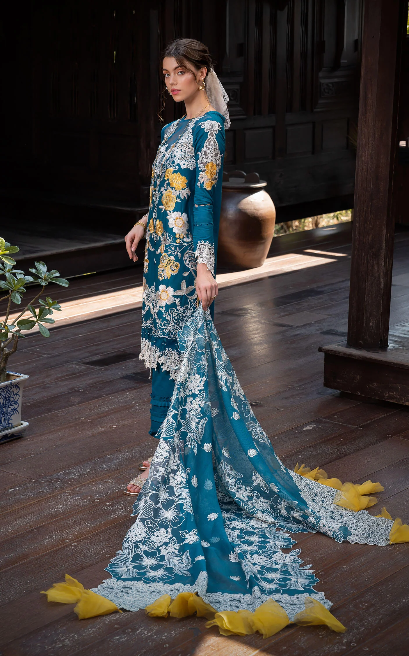 Asifa & Nabeel Rosemary & Ruffles Luxury Lawn – FLORA (RRL-11) - Image 3