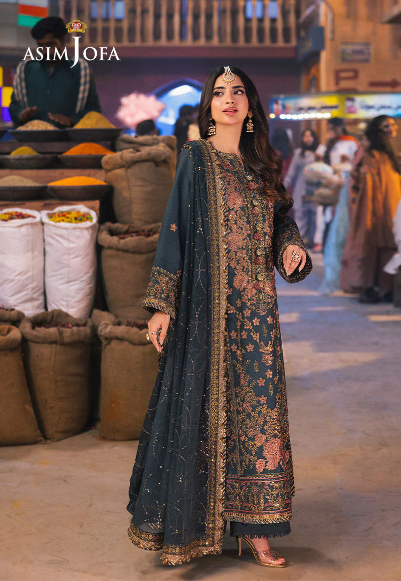 Asim Jofa Chamkeeli Festive Formals – AJKK-09 Embroidered Twisted Silk - Image 3