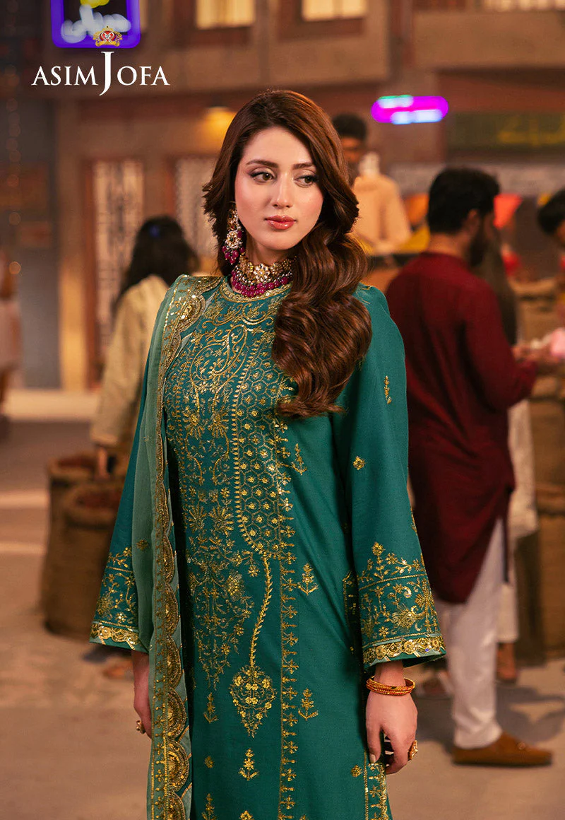 Asim Jofa Chamkeeli Festive Formals – AJKK-27 Embroidered Twisted Silk - Image 2