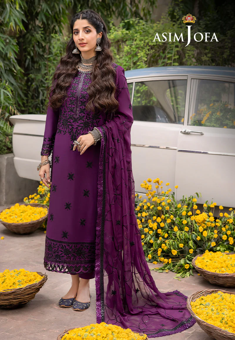 Asim Jofa Shadow Work Lawn Silk Collection – AJSW-03