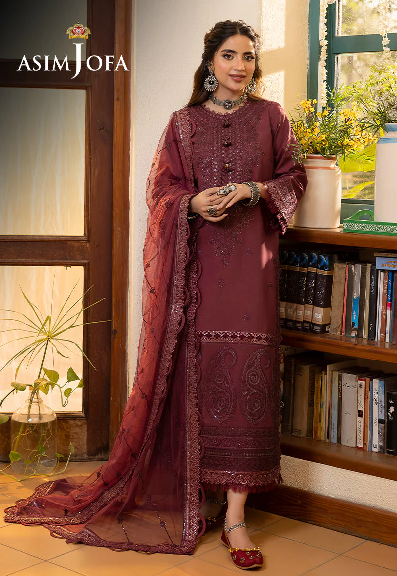 Asim Jofa Shadow Work Lawn Silk Collection – AJSW-10 - Image 2
