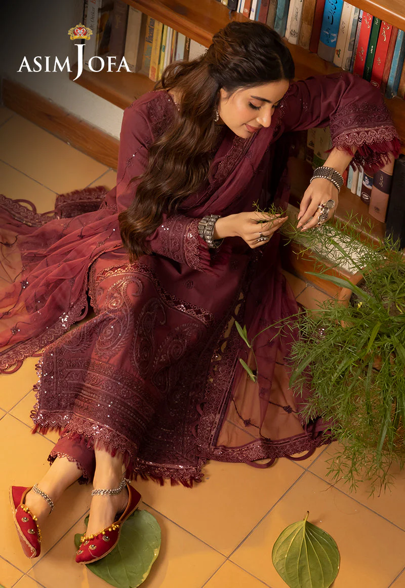Asim Jofa Shadow Work Lawn Silk Collection – AJSW-10 - Image 5