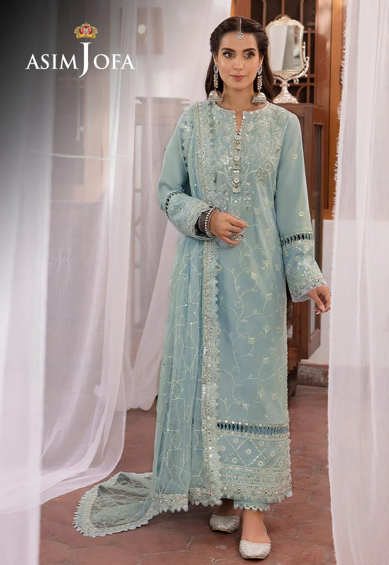 Asim Jofa Shadow Work Lawn Silk Collection – AJSW-12 - Image 2