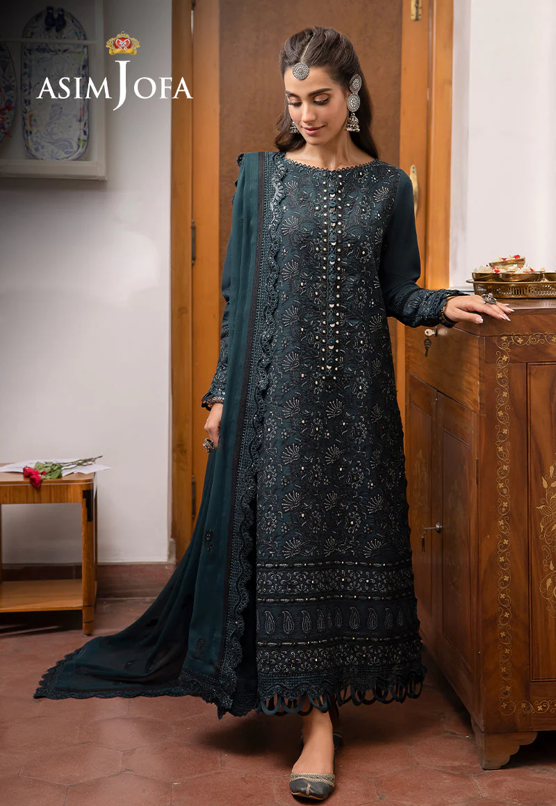 Asim Jofa Shadow Work Lawn Silk Collection – AJSW-13 - Image 2