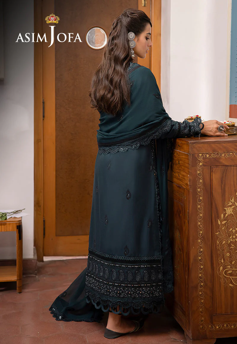 Asim Jofa Shadow Work Lawn Silk Collection – AJSW-13 - Image 3