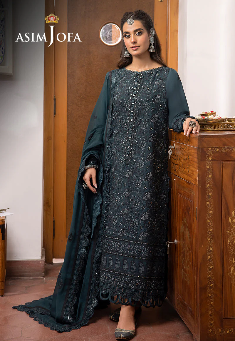 Asim Jofa Shadow Work Lawn Silk Collection – AJSW-13 - Image 6