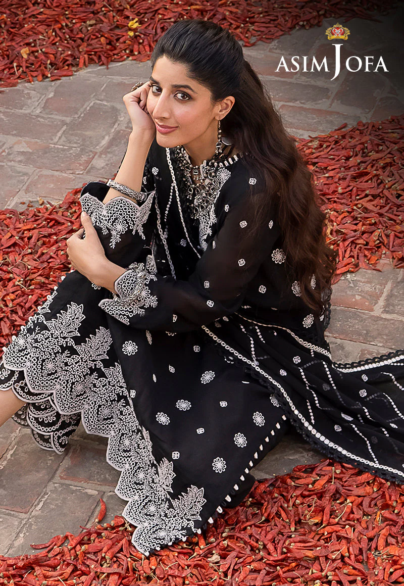 Asim Jofa Shadow Work Lawn Silk Collection – AJSW-19 - Image 12