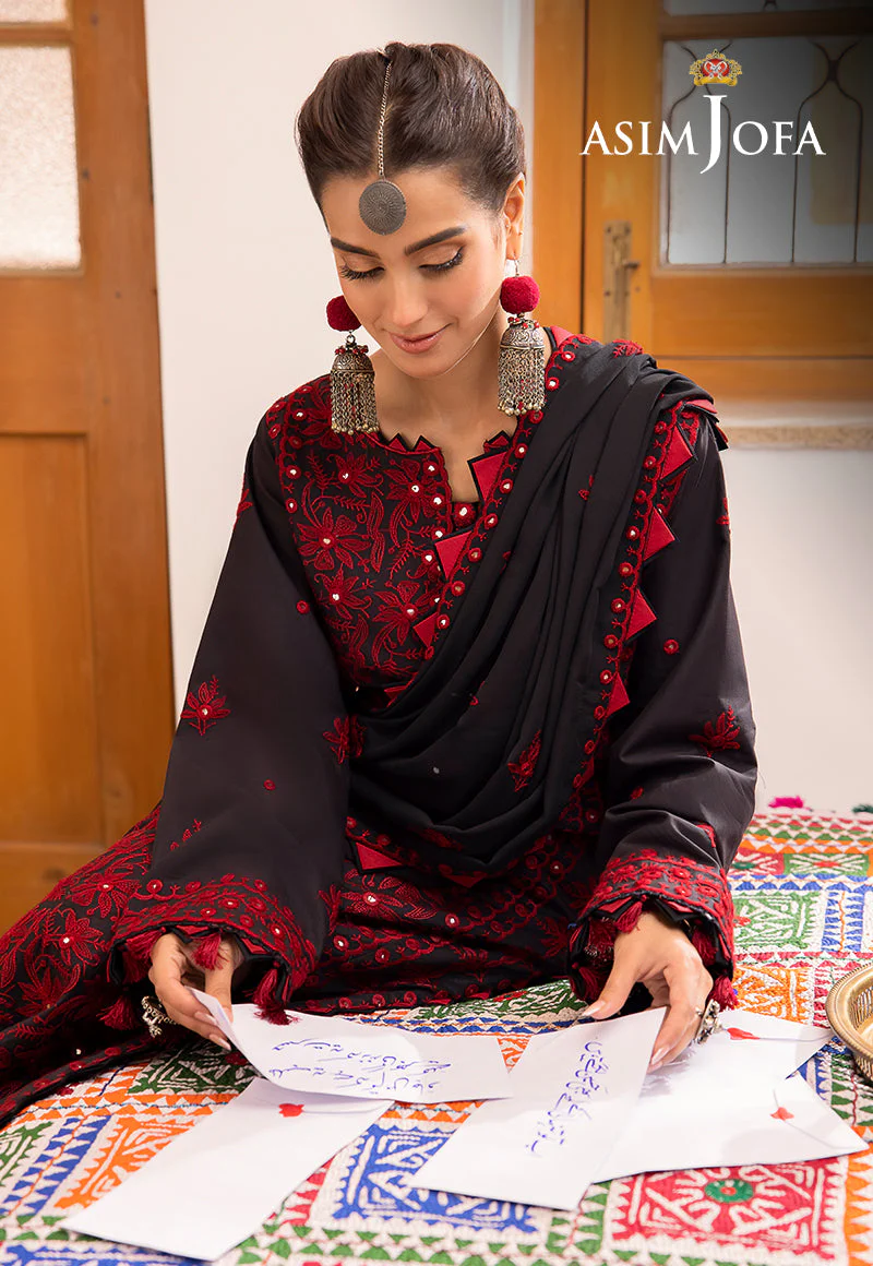 Asim Jofa Shadow Work Lawn Silk Collection – AJSW-22 - Image 11