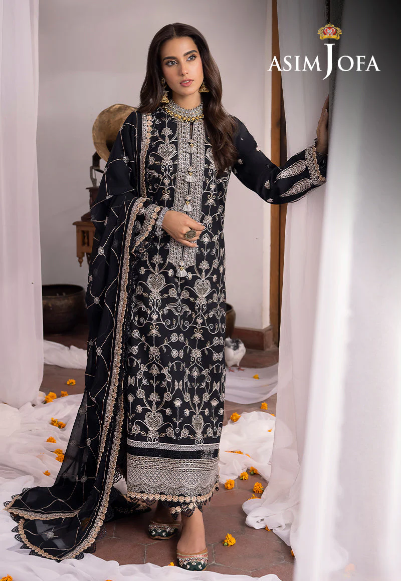 Asim Jofa Shadow Work Lawn Silk Collection – AJSW-27 - Image 2