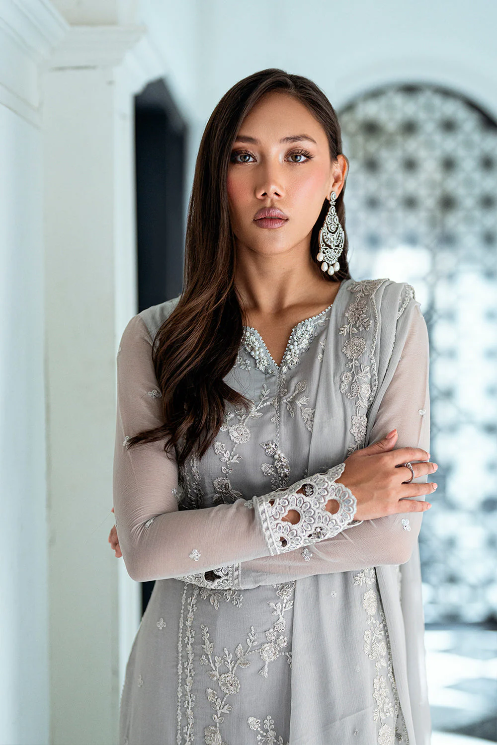 Azure Ensembles Luxury Eid Chiffon Formals – Ash Veil - Image 9