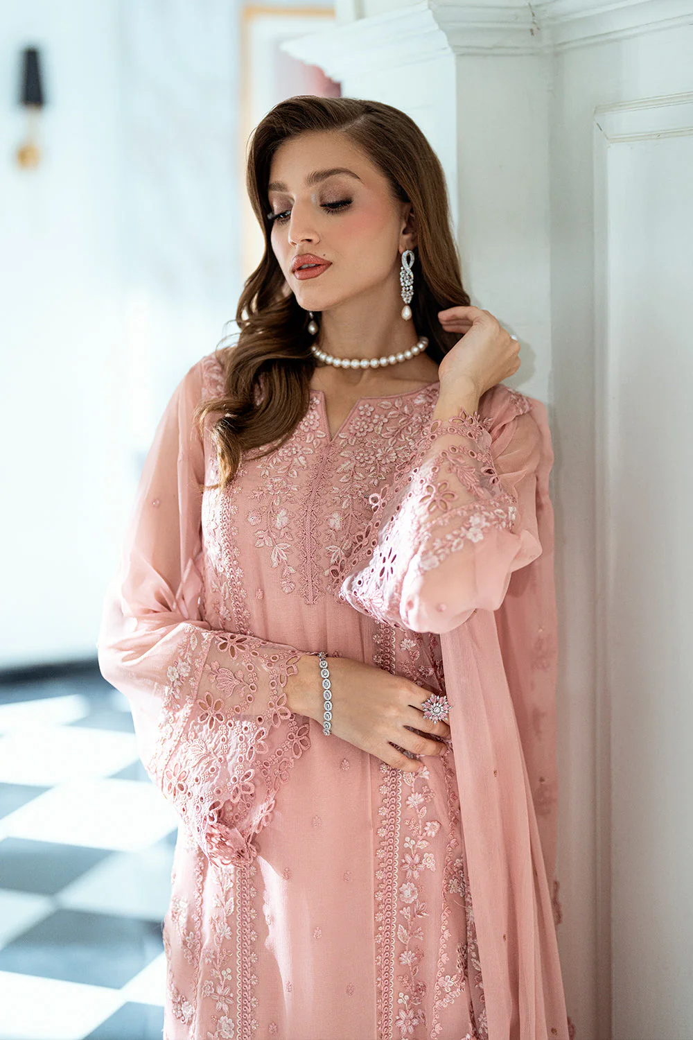 Azure Ensembles Luxury Eid Chiffon Formals – Faded Blush - Image 6