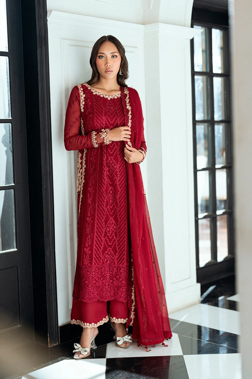 Azure Ensembles Luxury Eid Chiffon Formals – Rouge - Image 3