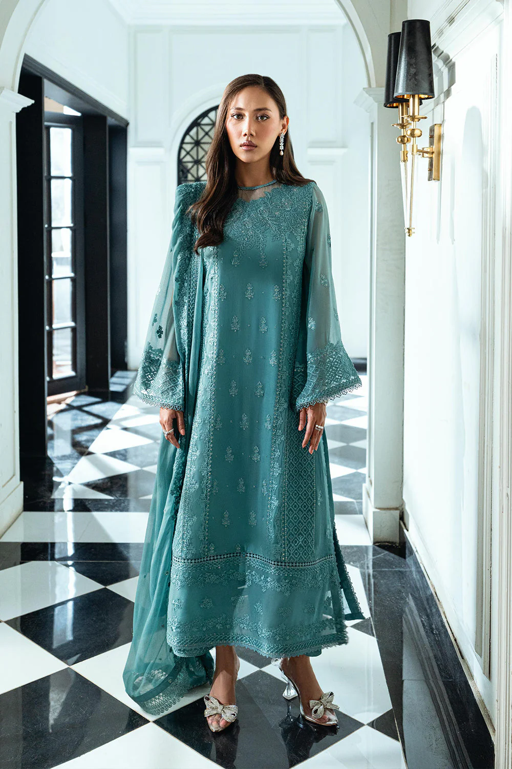 Azure Ensembles Luxury Eid Chiffon Formals – Sage Mystery - Image 3