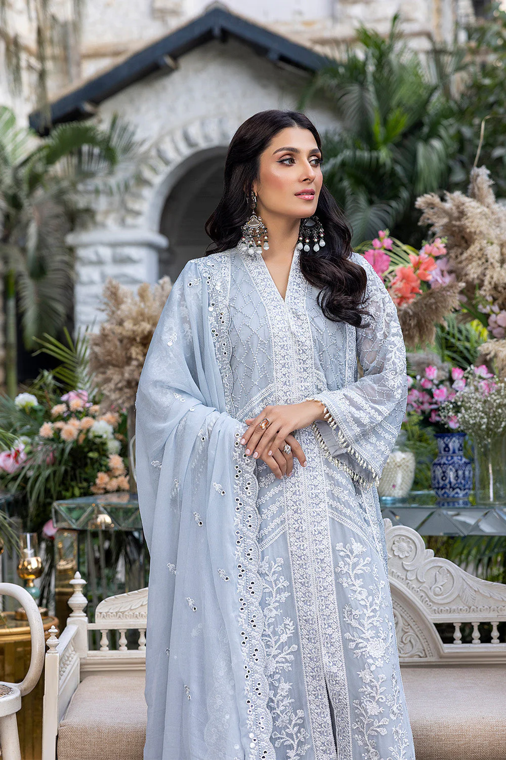 Azure Luxe Embroidered Festive Formal Collection – Snowy Dove - Image 6