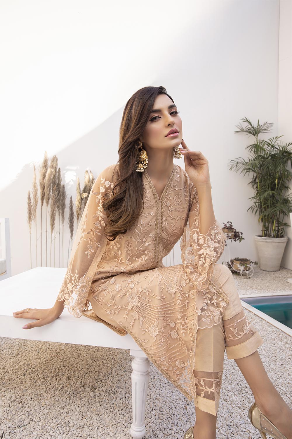Azure Luxury Formal Kurtis 2021 โ Regal Beige - Image 3