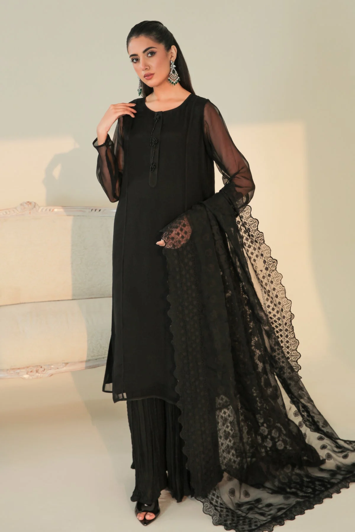 Baroque Embroidered Organza Dupatta-40 - Image 2