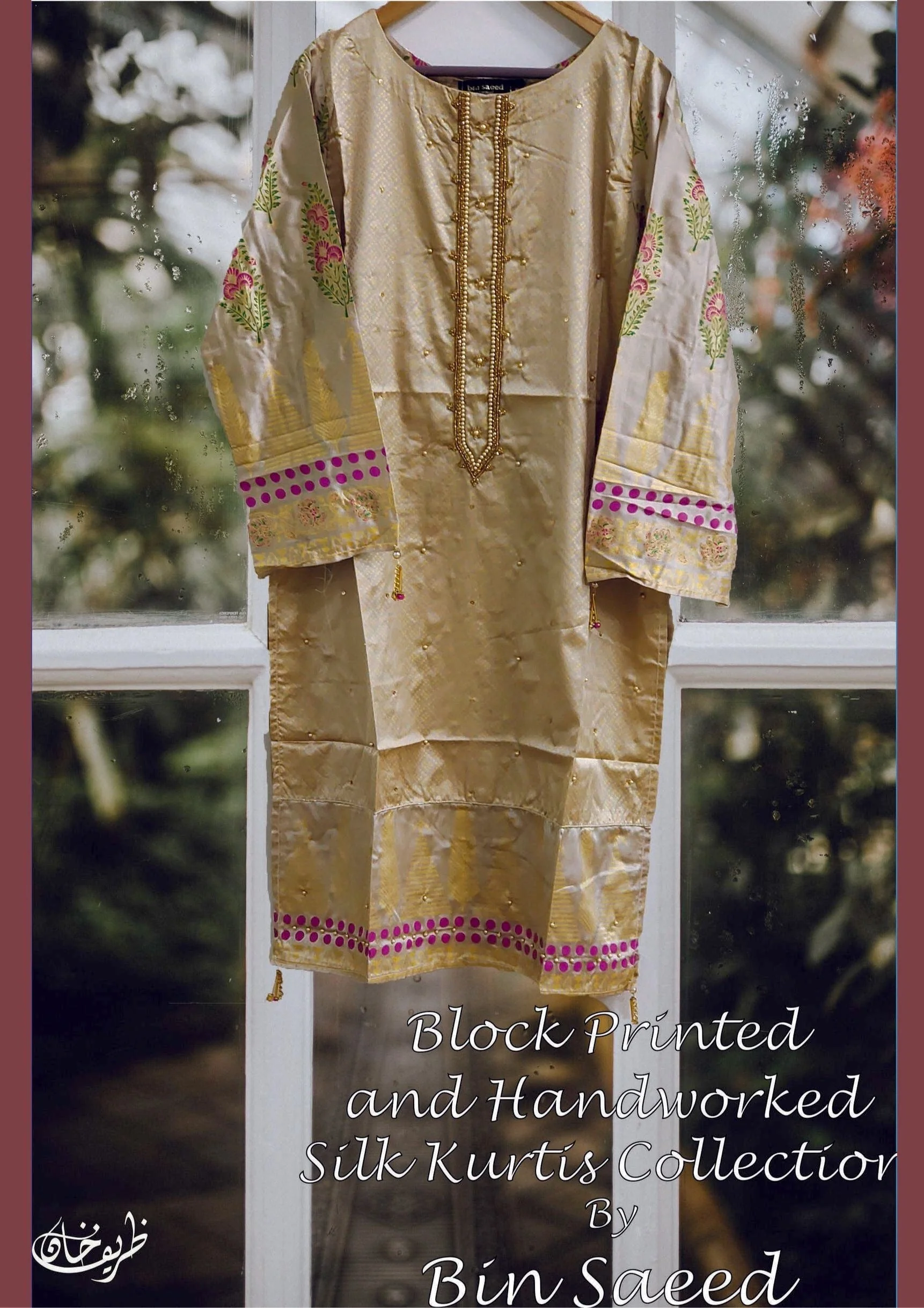 Bin Saeed · Stitched Block Printed & Hand Embellished Silk Tunic Collection – D-15
