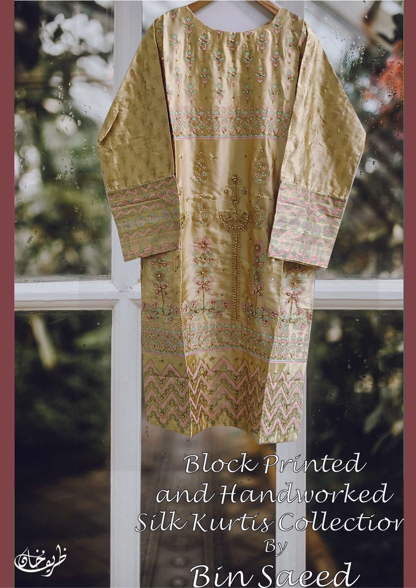 Bin Saeed · Stitched Block Printed & Hand Embellished Silk Tunic Collection – D-17