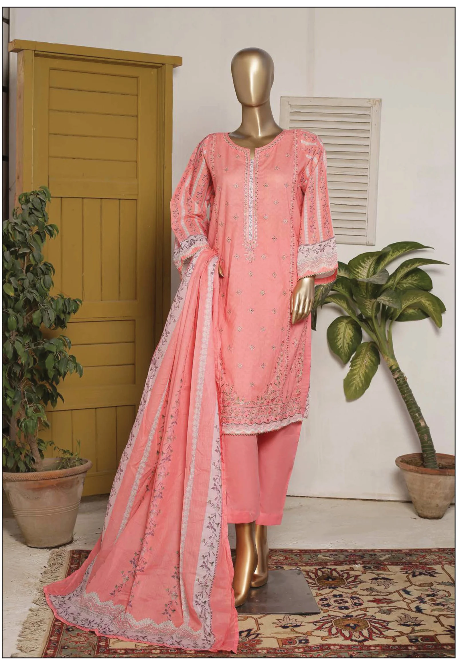 Bin Saeed Stitched Embroidered 3PC Lawn Collection – D-101