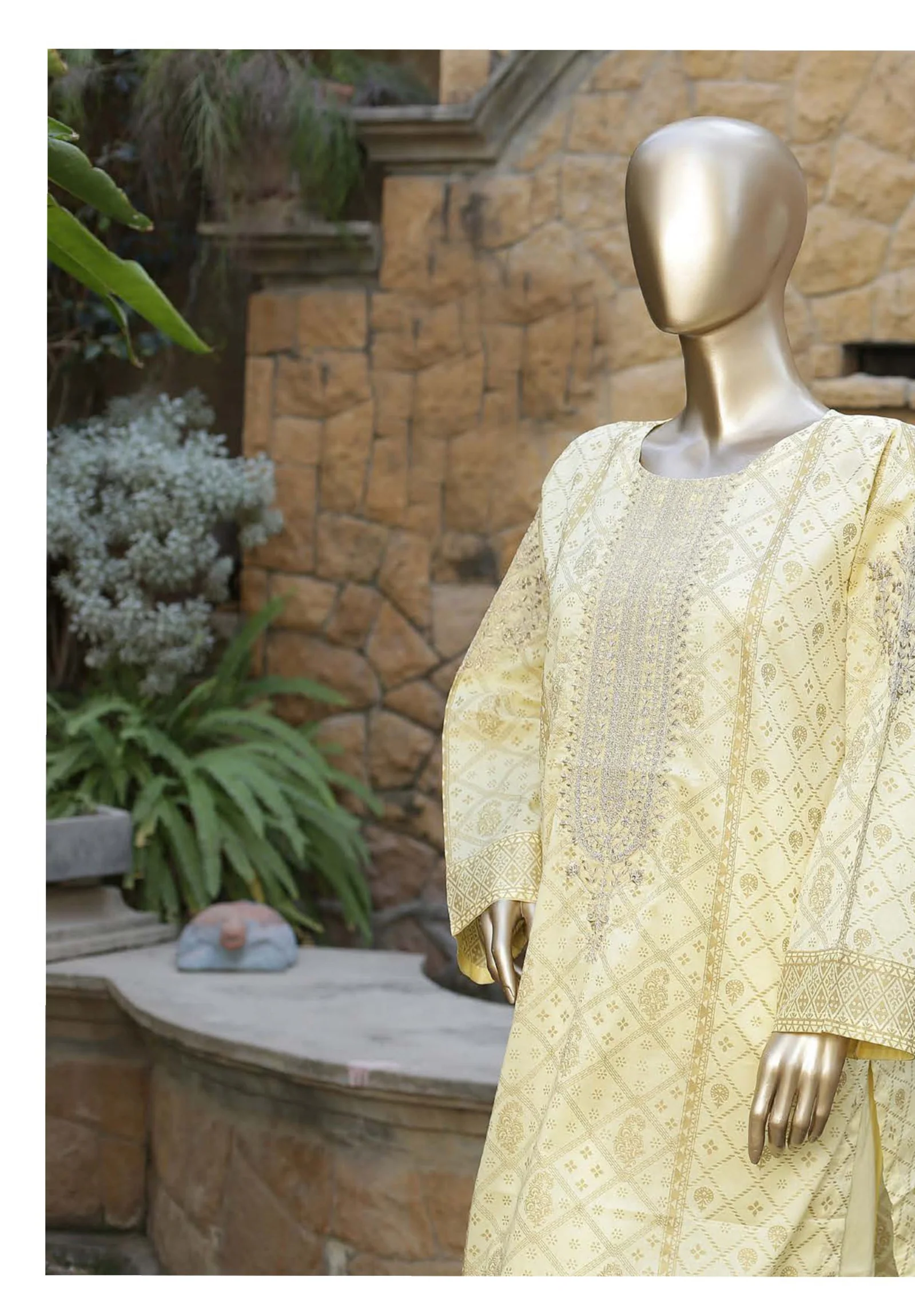 Bin Saeed Stitched Embroidered 3PC Lawn Collection – D-141 - Image 2