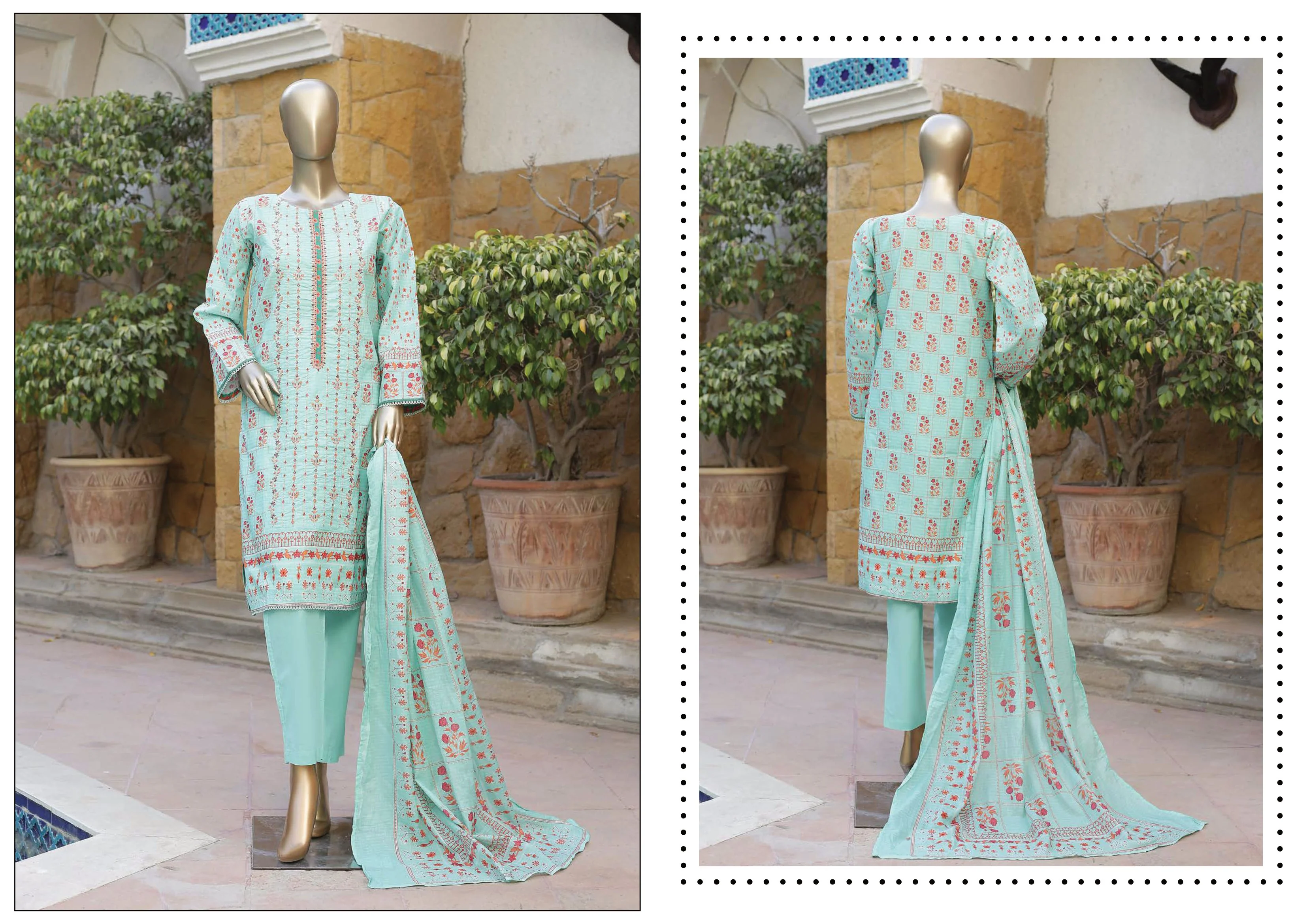 Bin Saeed Stitched Embroidered 3PC Lawn Collection – D-149 - Image 4