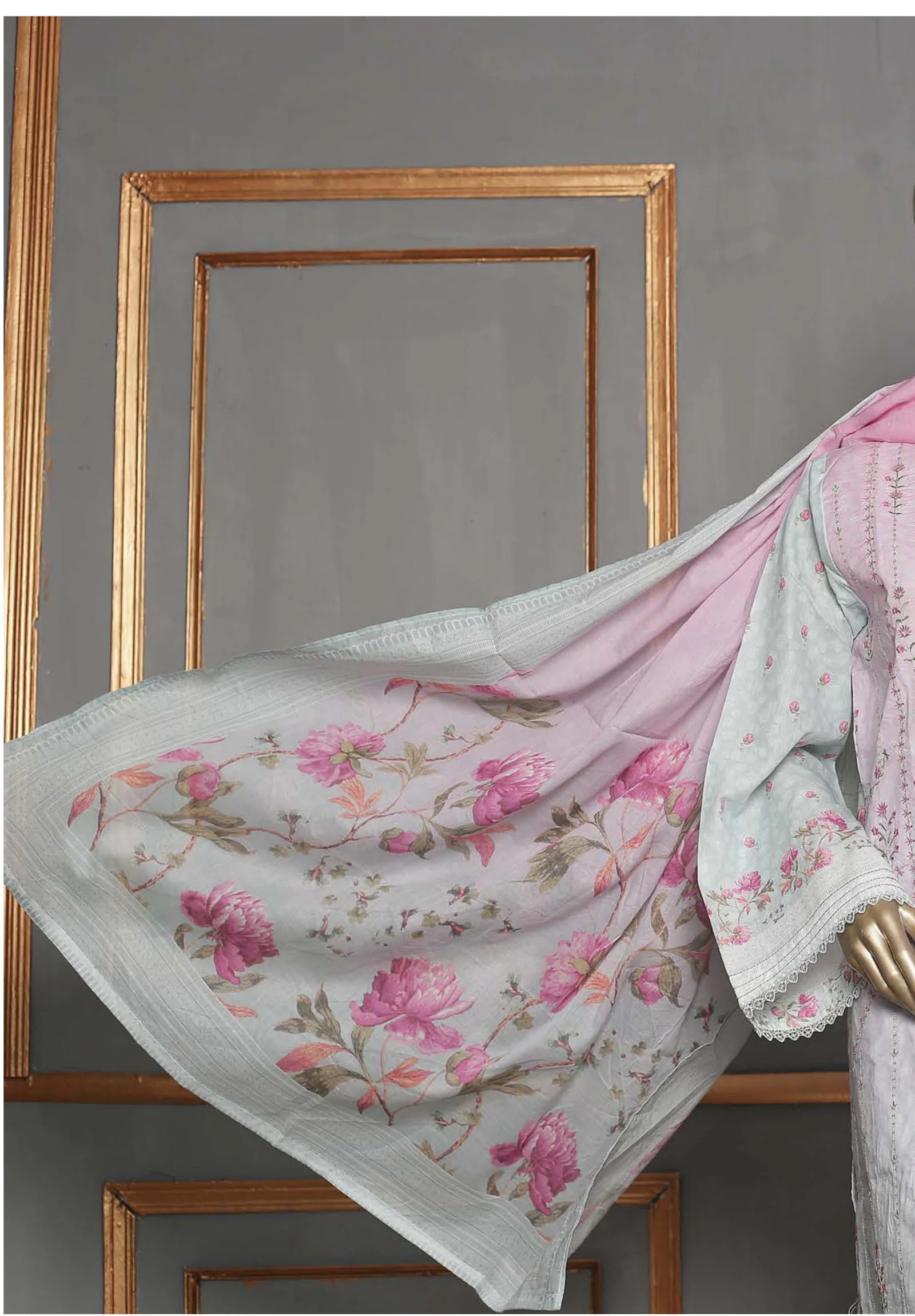 Bin Saeed Stitched Embroidered 3PC Lawn Collection – D-152 - Image 2