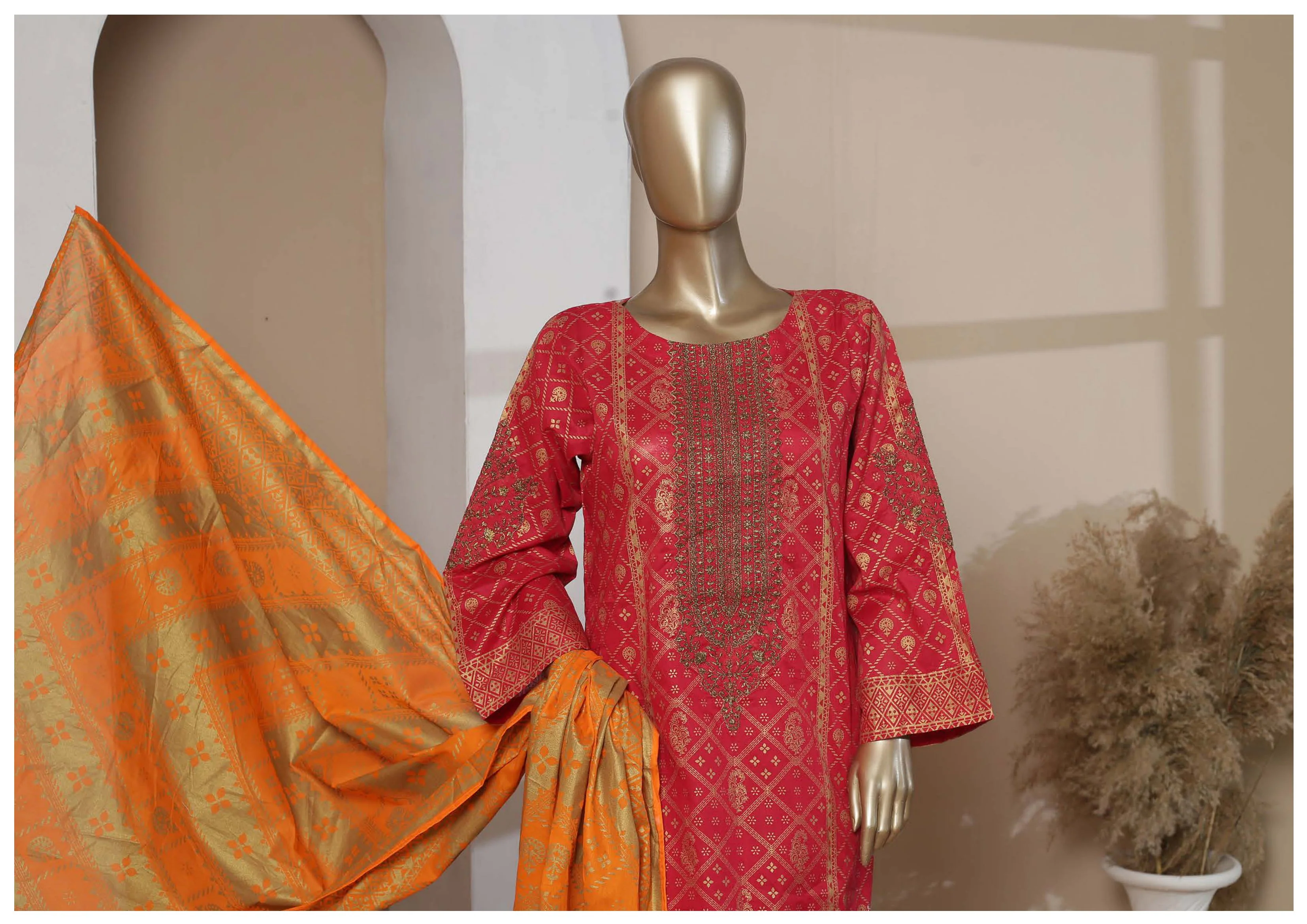 Bin Saeed Stitched Embroidered 3PC Lawn Collection – D-154 - Image 3