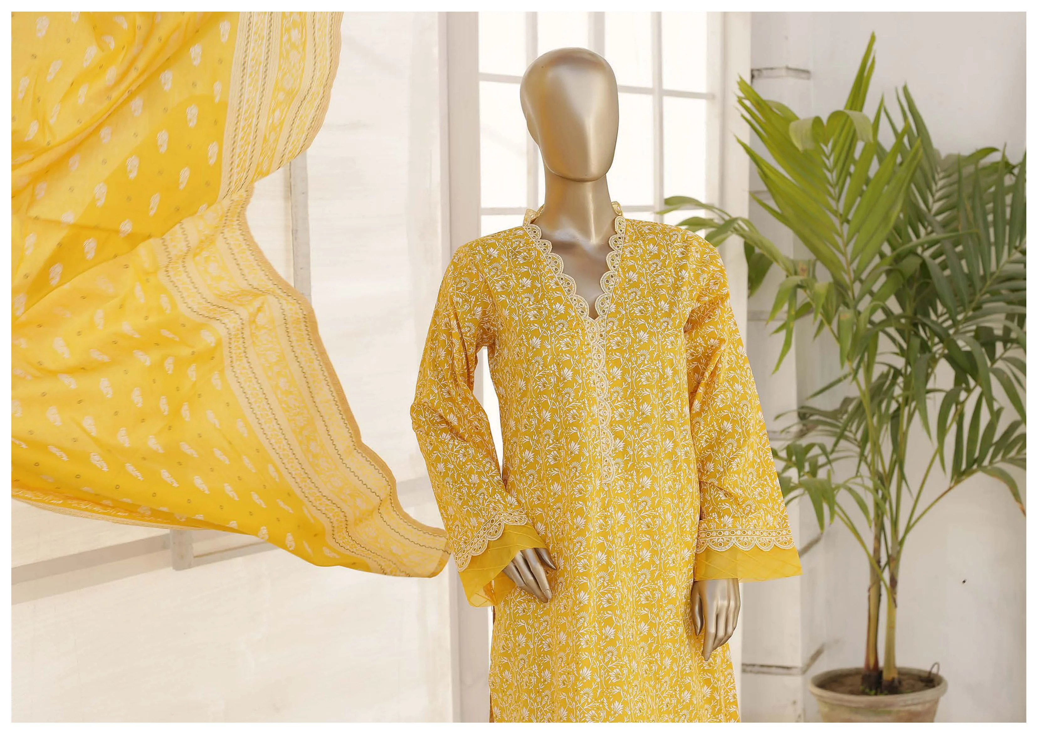 Bin Saeed Stitched Embroidered 3PC Lawn Collection – D-75 - Image 3