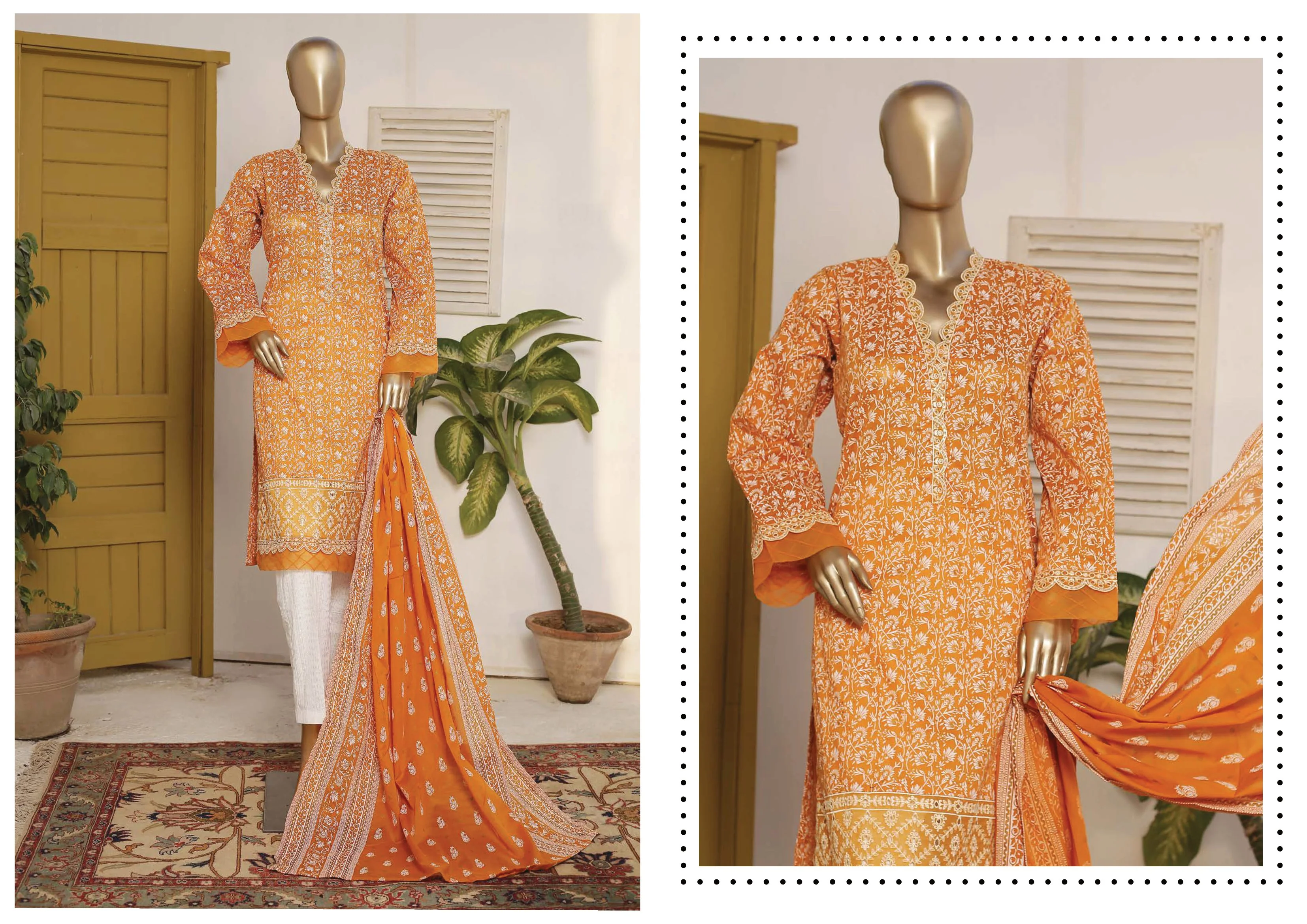 Bin Saeed Stitched Embroidered 3PC Lawn Collection – D-89 - Image 2