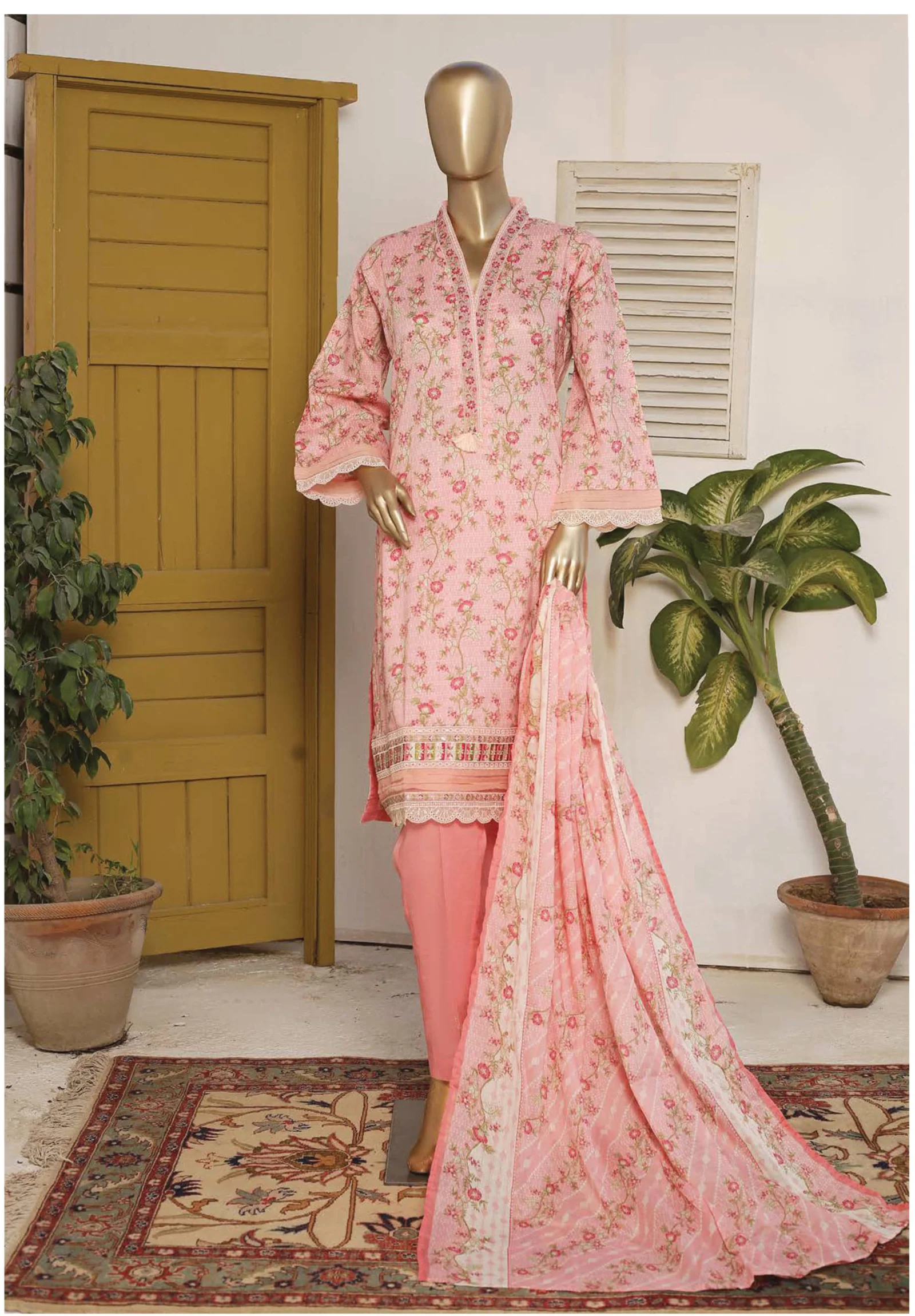 Bin Saeed Stitched Embroidered 3PC Lawn Collection – D-91