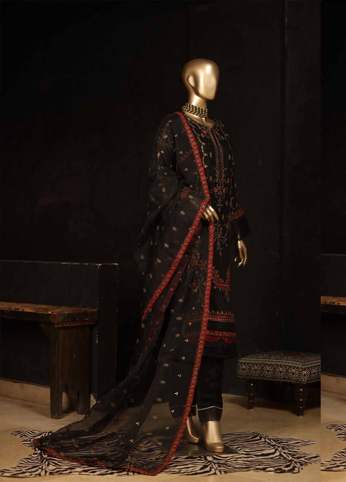 Bin Saeed Stitched Luxury Pret 3Pc Chiffon Collection – ZEF-C2003 - Image 4
