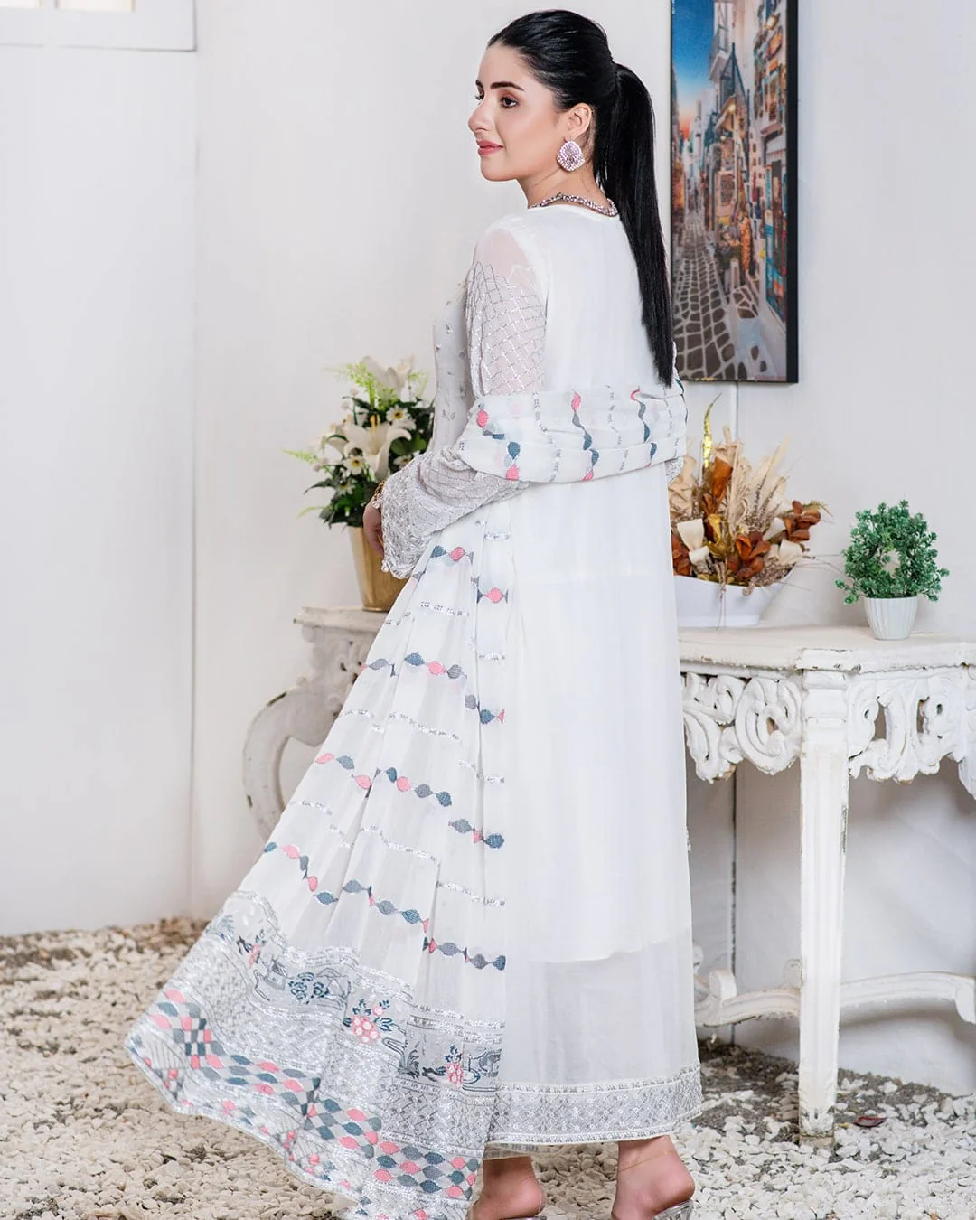 Blanco Semi-Stitched White Chiffon Collection Chapter-2 – D-04 - Image 3