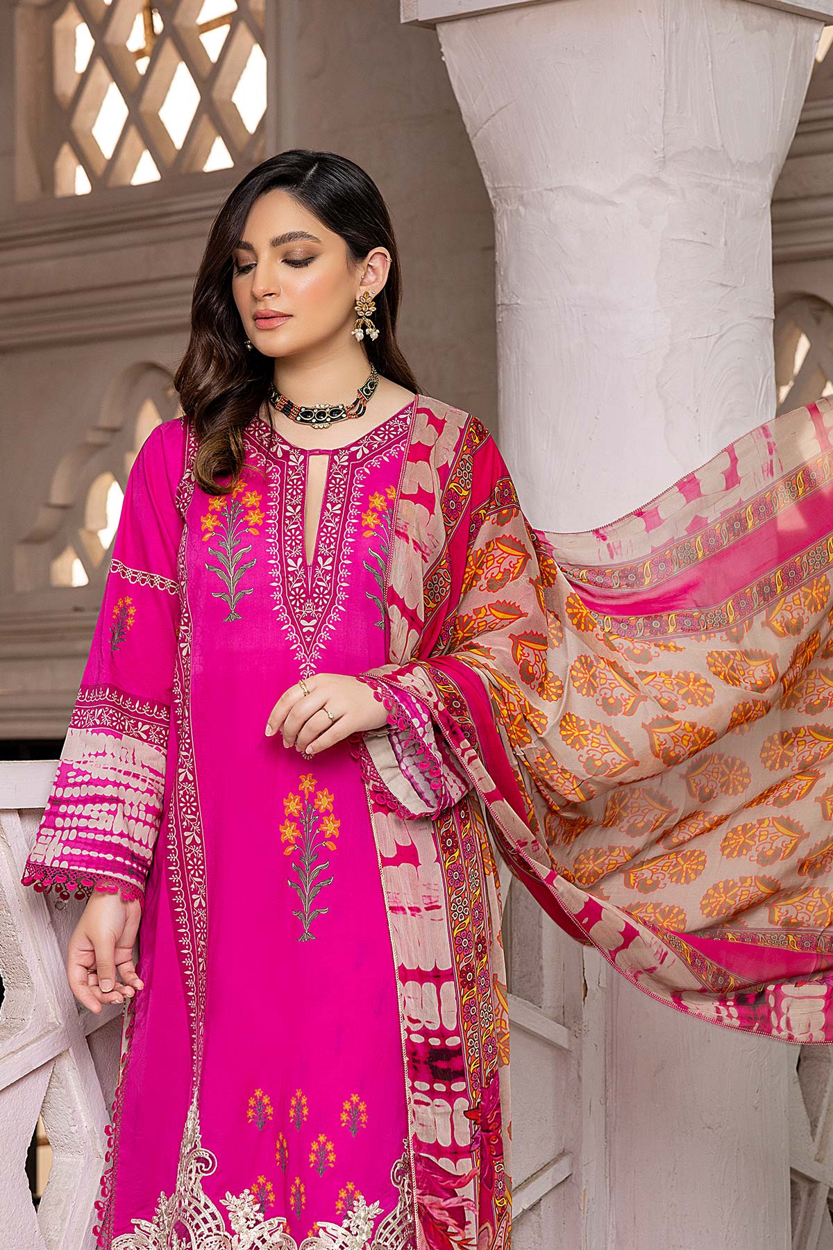 Charizma aniiq · Embroidered Lawn Suit With Embroidered Chiffon Dupatta – ANS-19 - Image 2