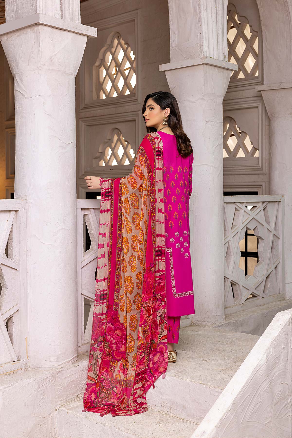 Charizma aniiq · Embroidered Lawn Suit With Embroidered Chiffon Dupatta – ANS-19 - Image 3