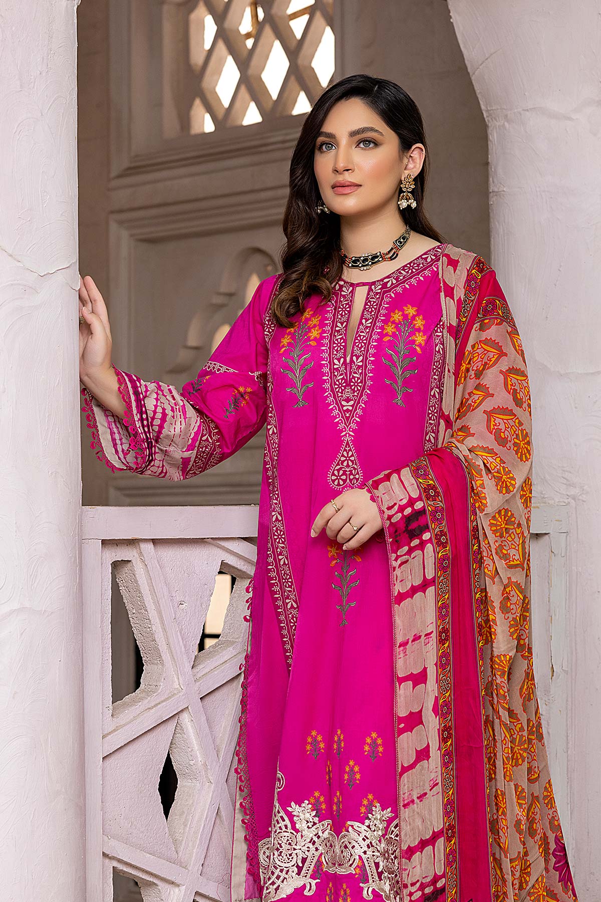 Charizma aniiq · Embroidered Lawn Suit With Embroidered Chiffon Dupatta – ANS-19 - Image 4