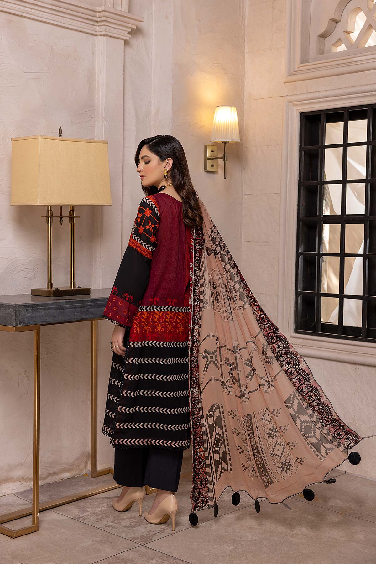 Charizma aniiq · Embroidered Lawn Suit With Embroidered Chiffon Dupatta – ANS-22 - Image 3