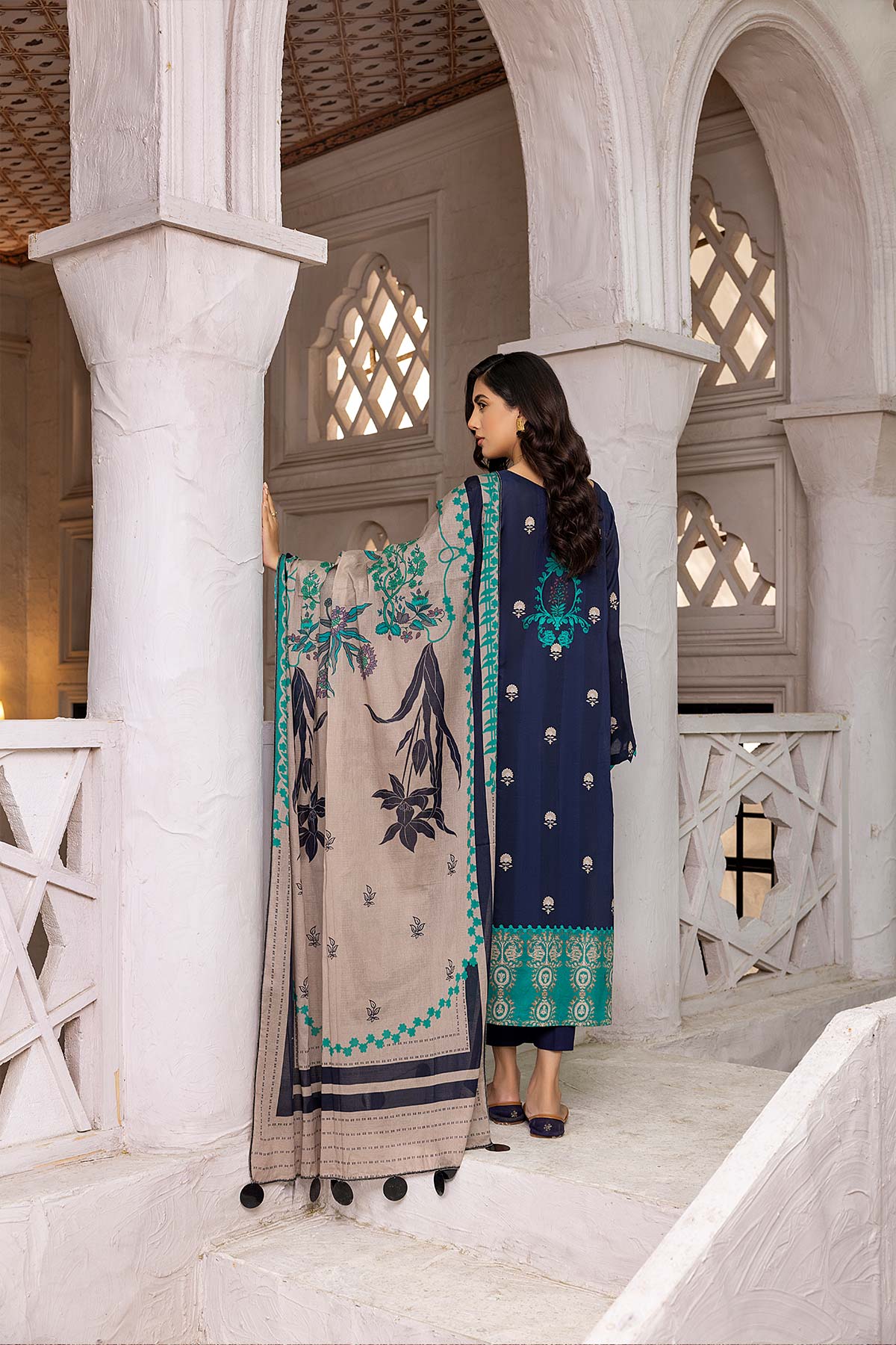 Charizma aniiq · Embroidered Lawn Suit With Embroidered Chiffon Dupatta – ANS-25 - Image 2