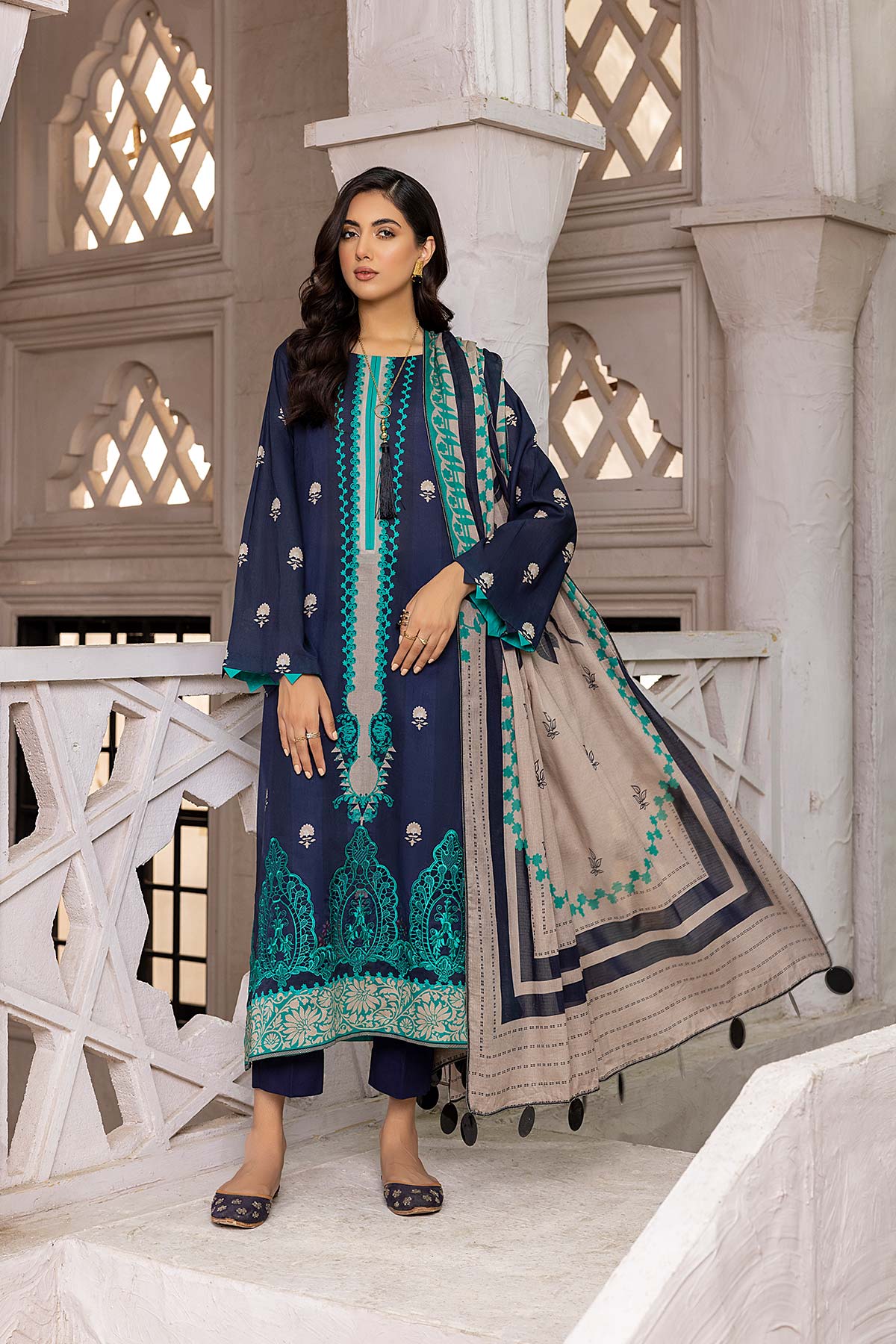 Charizma aniiq · Embroidered Lawn Suit With Embroidered Chiffon Dupatta – ANS-25 - Image 3