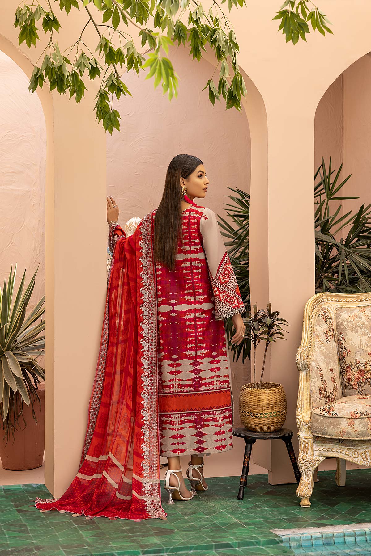 Charizma aniiq · Embroidered Lawn Suit With Embroidered Chiffon Dupatta – ANS-26 - Image 2