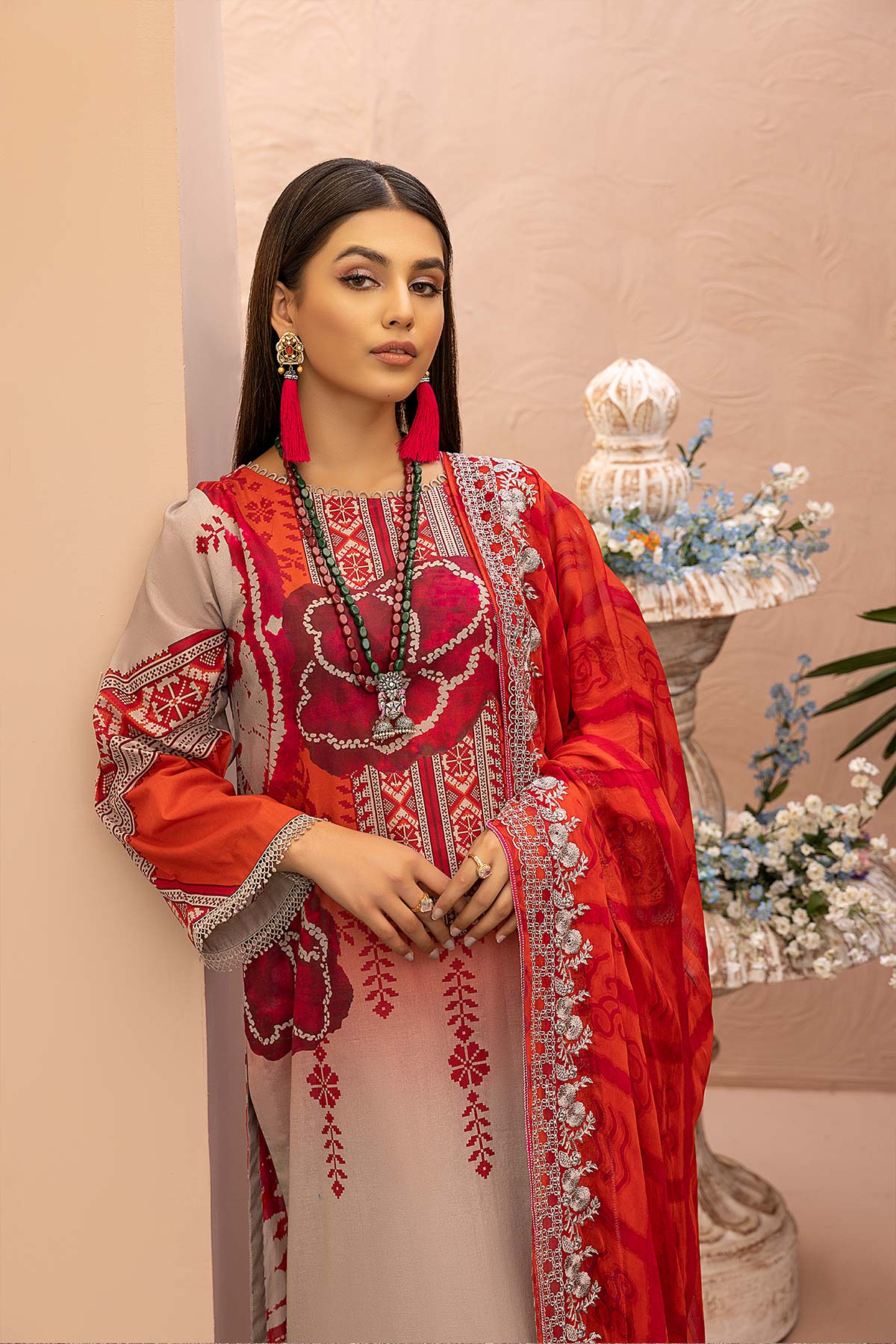 Charizma aniiq · Embroidered Lawn Suit With Embroidered Chiffon Dupatta – ANS-26 - Image 4
