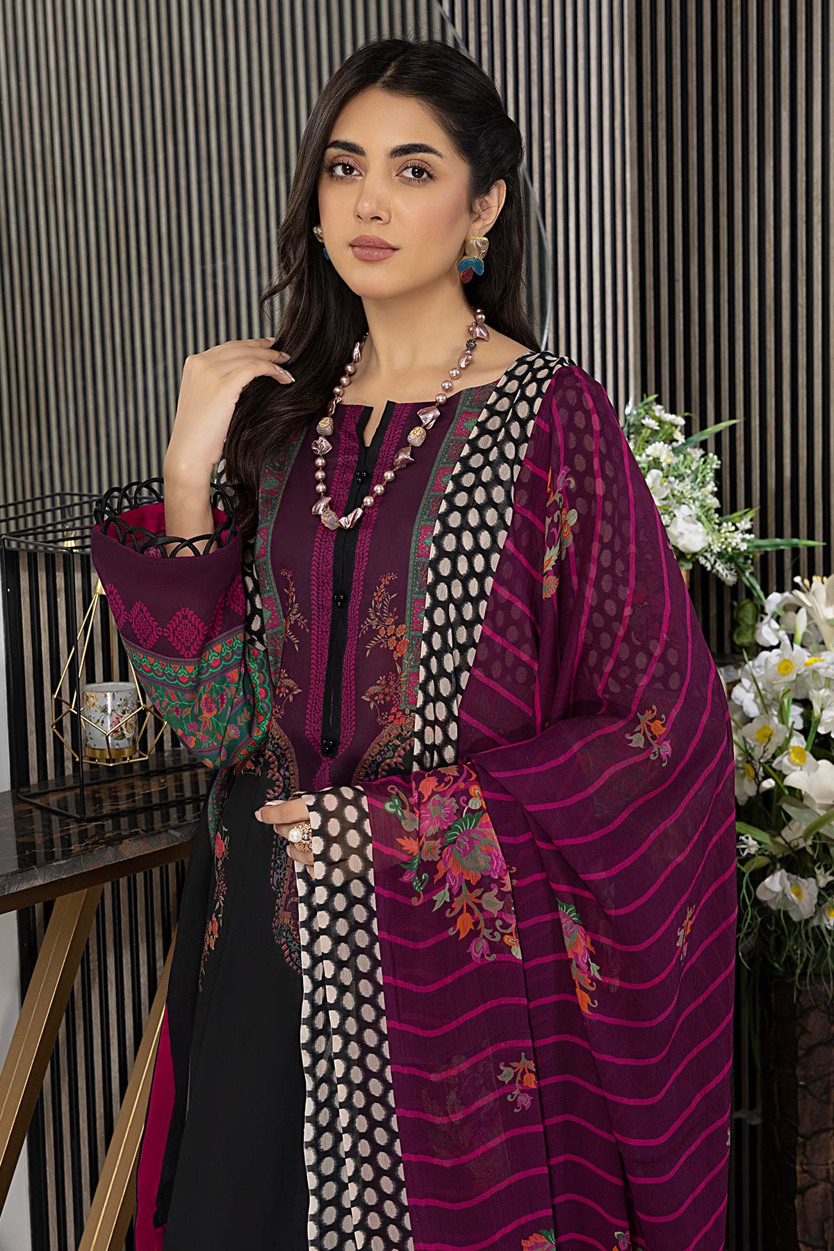 Charizma C-Print Printed Lawn With Chiffon Dupatta – CP23-49 - Image 4