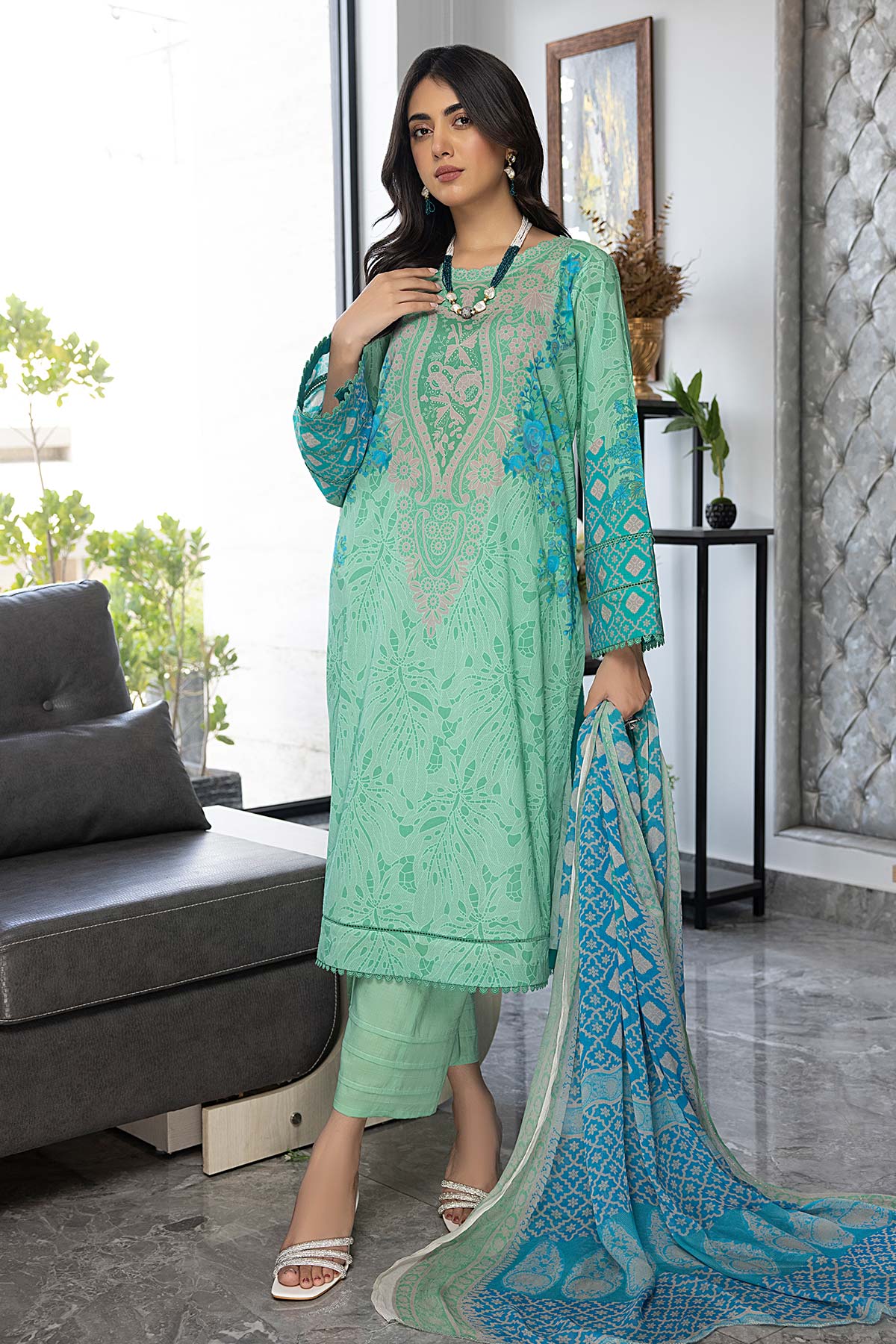 Charizma C-Print Printed Lawn With Chiffon Dupatta – CP23-52 - Image 3