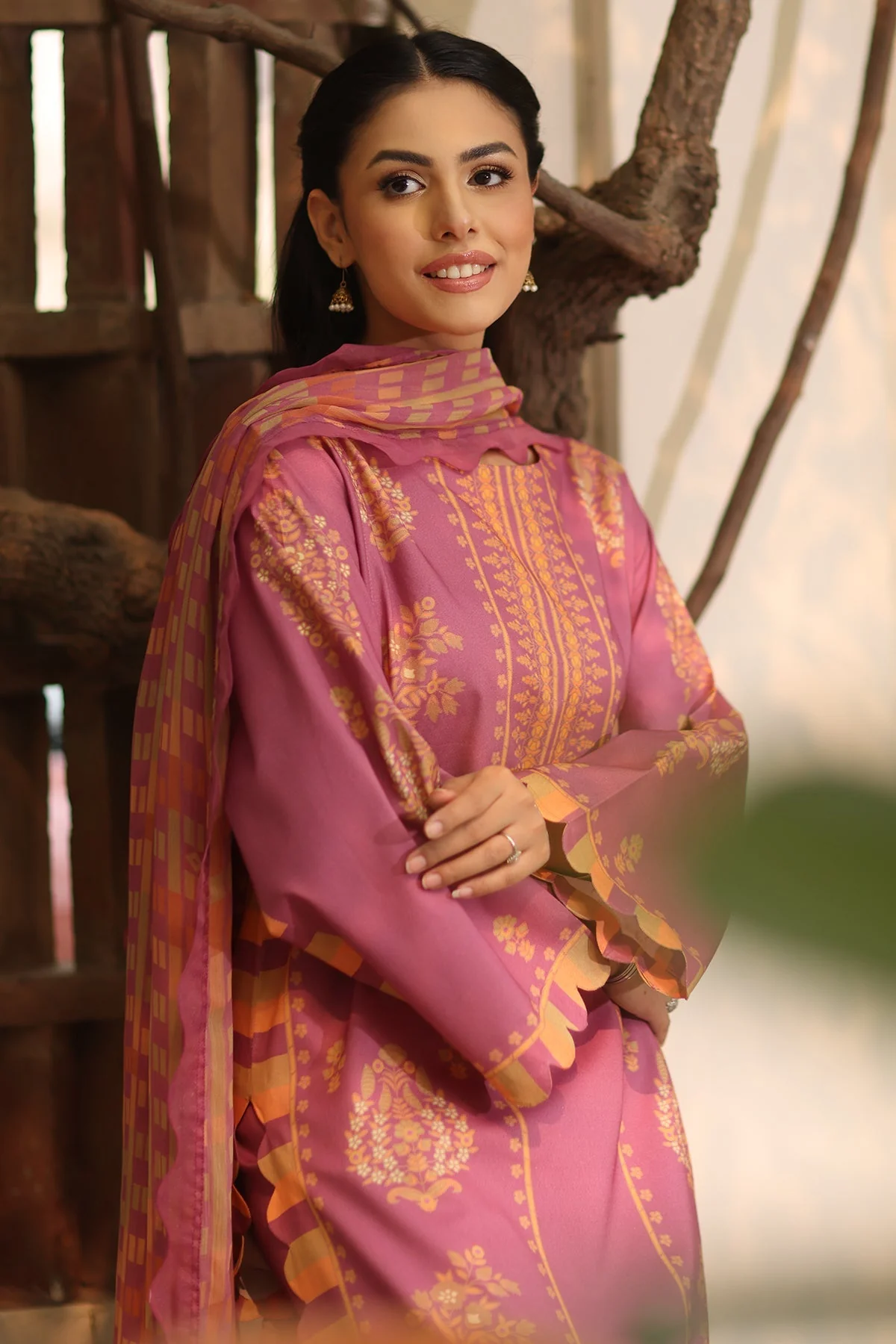 Charizma C-Prints – Printed Lawn Shirt with Chiffon Dupatta and Trouser DCSP4-8 - Image 4