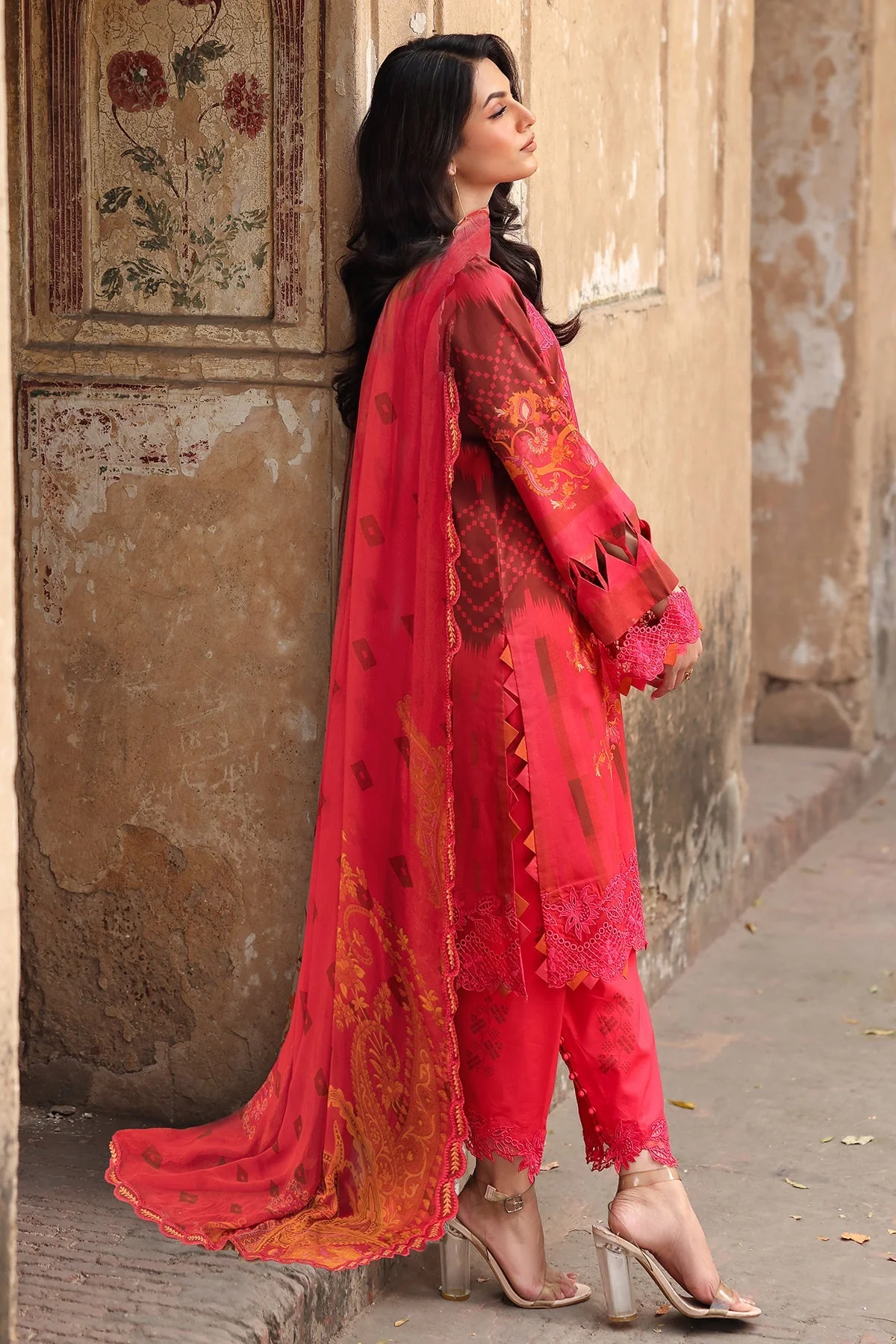 Charizma Combinations – Embroidered Lawn Shirt with Embroidered Chiffon Dupatta and Trouser DSCC4-15 - Image 3