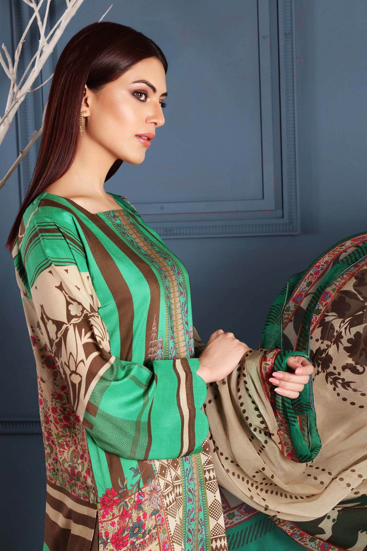 Charizma Combinations Embroidered Linen Collection – Green Valley CCW-06 - Image 2