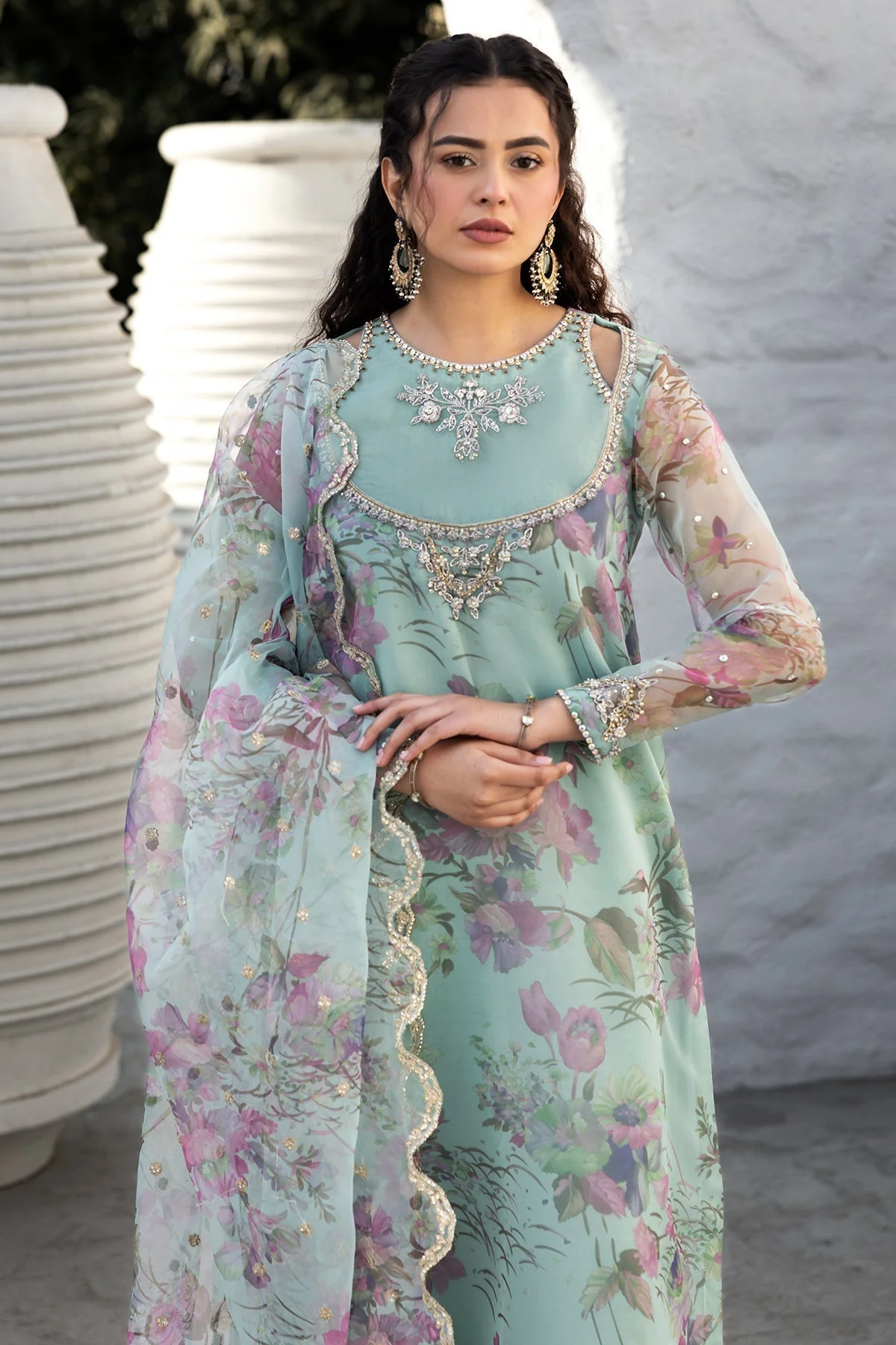 Charizma Mi Amor Pret/Stitched – Embroidered Organza Suit CMA-5-09 - Image 2