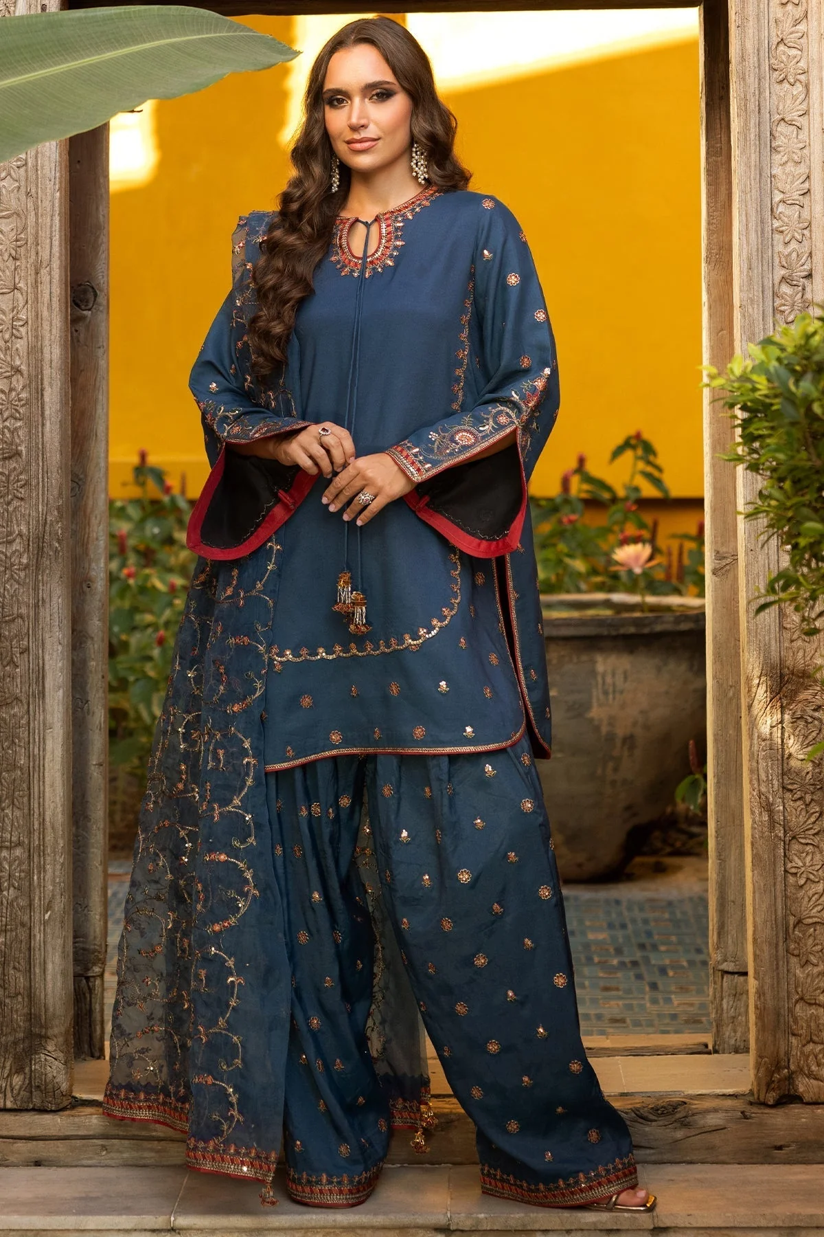 Charizma Mi Amor Pret/Stitched – Embroidered Raw Silk Suit CMA-5-136 - Image 5