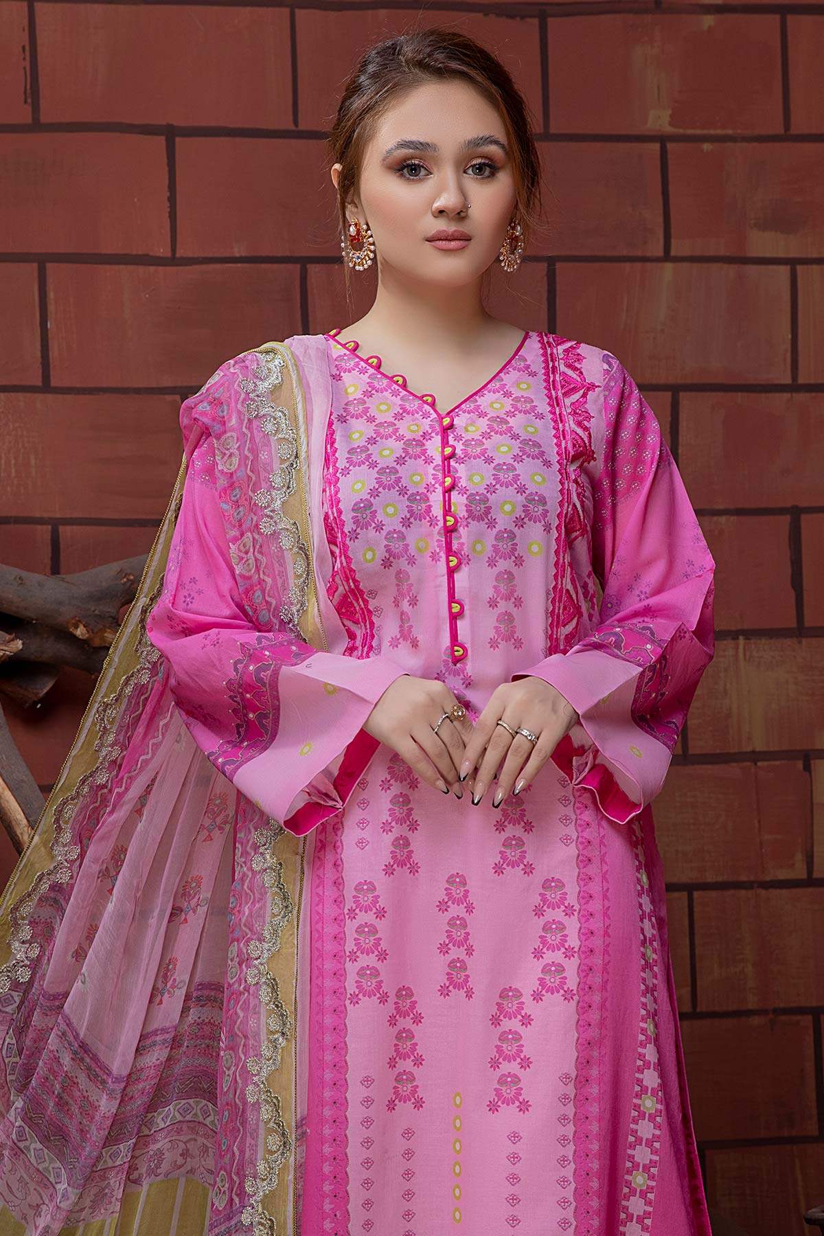 Charizma Naranji Embroidered Lawn Collection With Chiffon Dupatta – CN-04 - Image 4